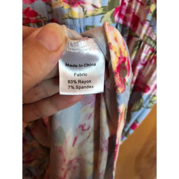 SMALLSHOW Maternity Dress Womens Size XL Blue Floral Flared Sleeve Flowy Casual - Picture 5 of 9